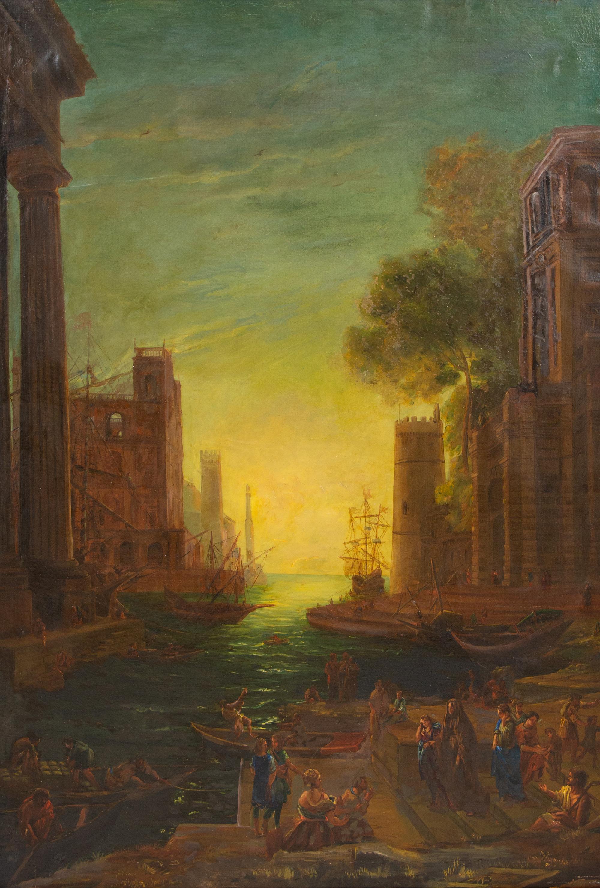 Sailing Ships in Harbor by Castle Keep
