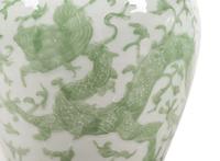 A Pair of Contemporary Green and White Glazed Porcelain Vases