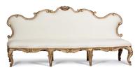 A Venetian Style Carved Giltwood Banquette Height 46 x width 100 x depth 24 1/2 inches. — 19TH CENTURY