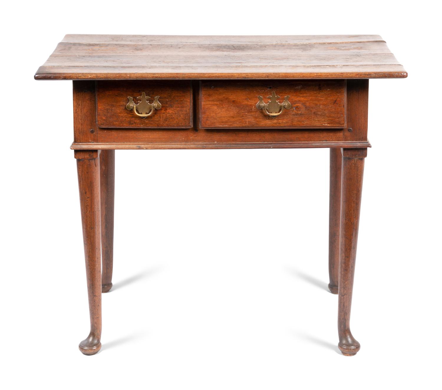 A Queen Anne Walnut Two Drawer Work Table