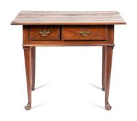 A Queen Anne Walnut Two Drawer Work Table