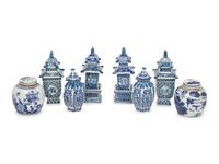 A Collection of Eight Blue and White Vessels