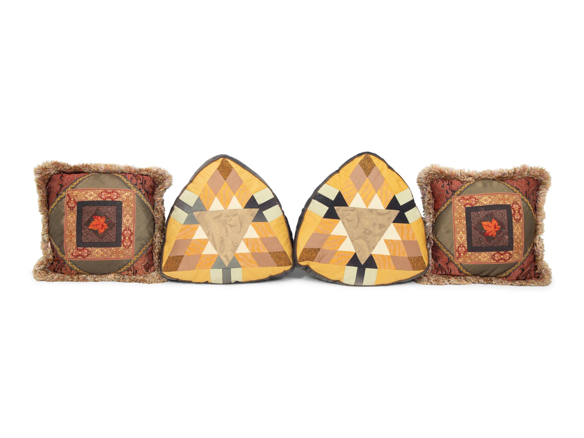 Two Pairs of French Patchwork Pillows
