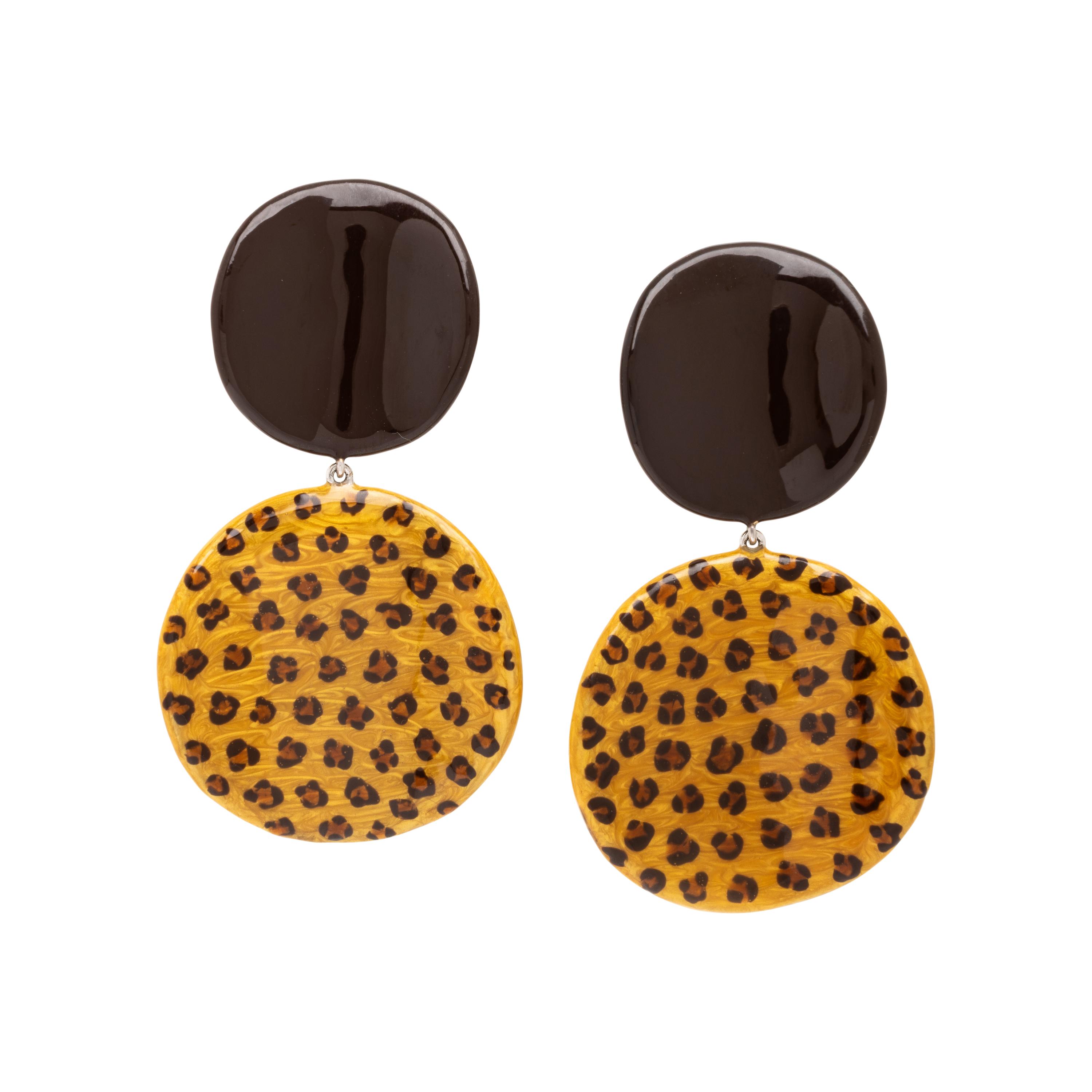 Sabbadini, Leopard Print Enamel Earrings