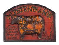An English Polychromed Butcher's Sign Height 27 1/2 x width 36 inches. — 19TH CENTURY