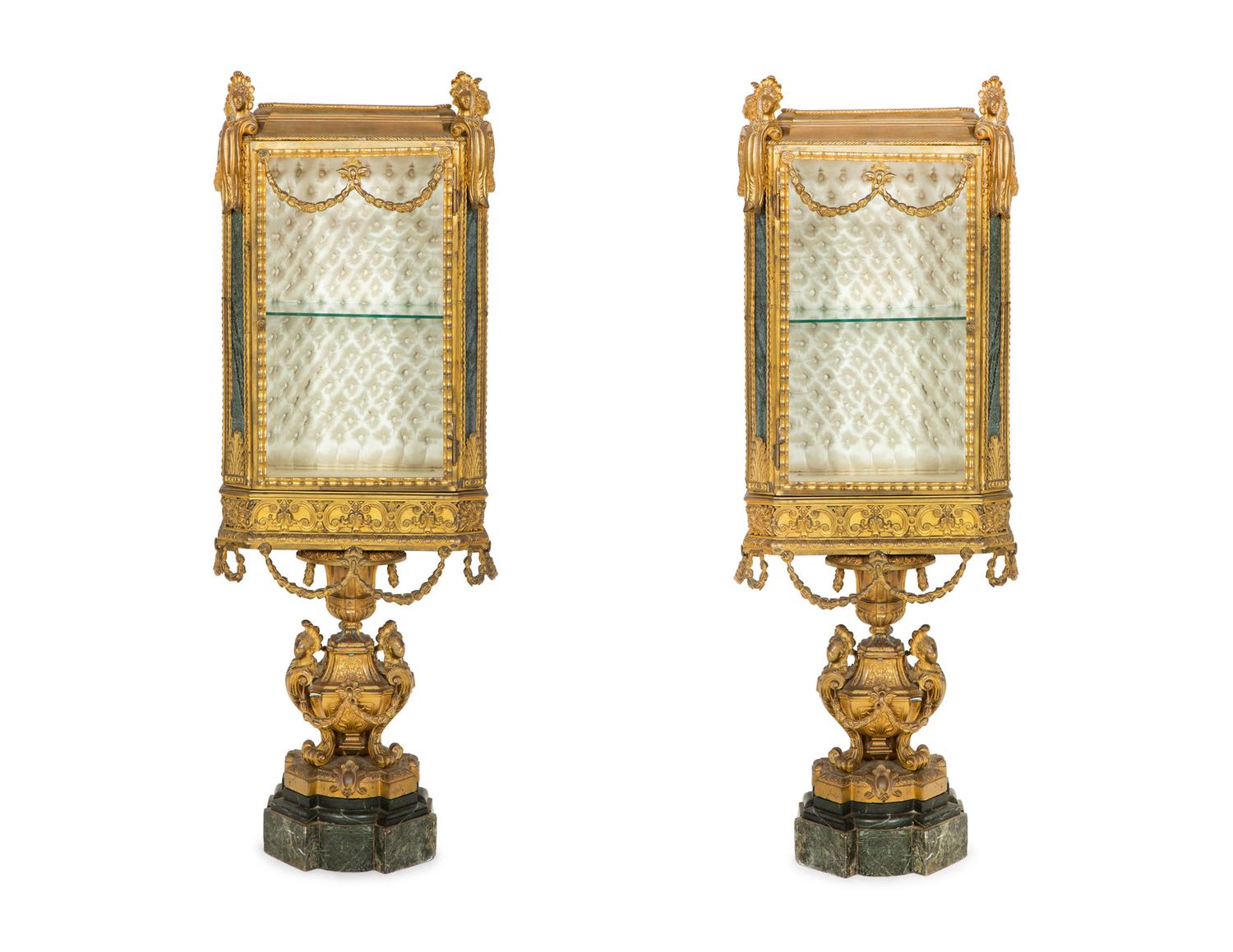 A Pair of Napoleon III Gilt Bronze Vitrines
