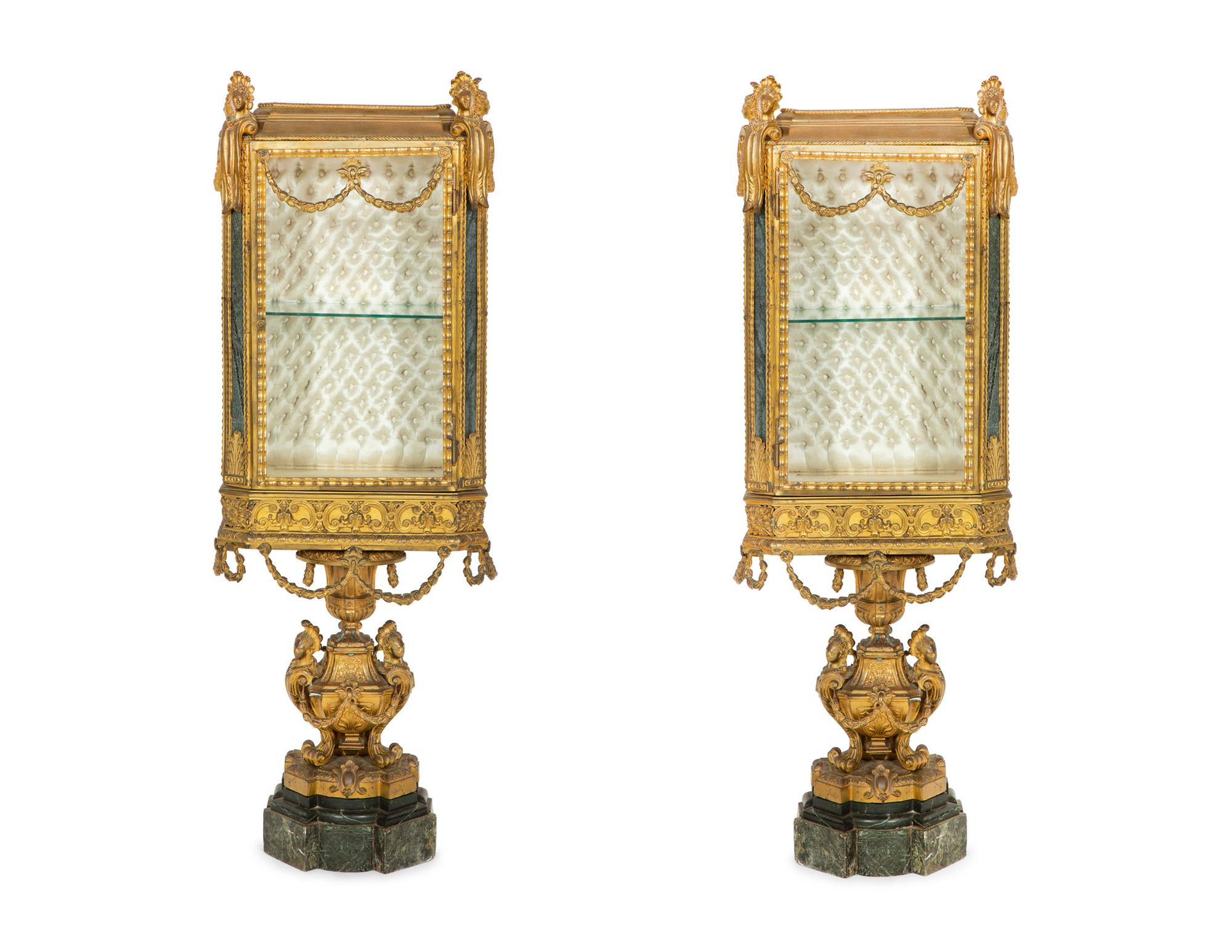 A Pair of Napoleon III Gilt Bronze Vitrines