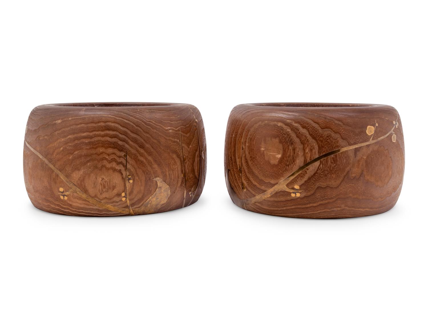 A Pair of Large Japanese Gilt Lacquered Paulownia Wood Hibachi
