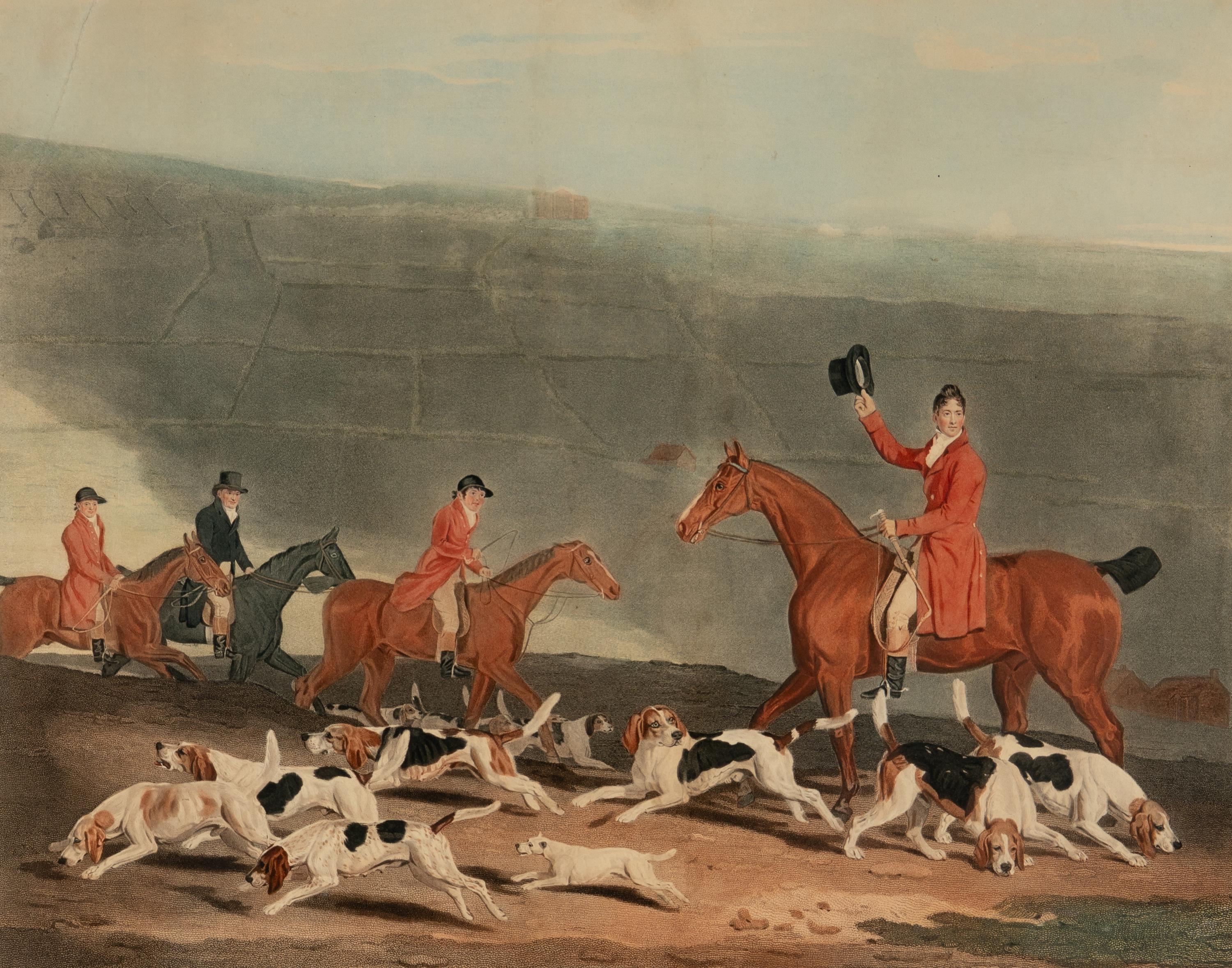 A Hand-Colored Engraving Depicting Francis Duckenfield Astley and his Harriers