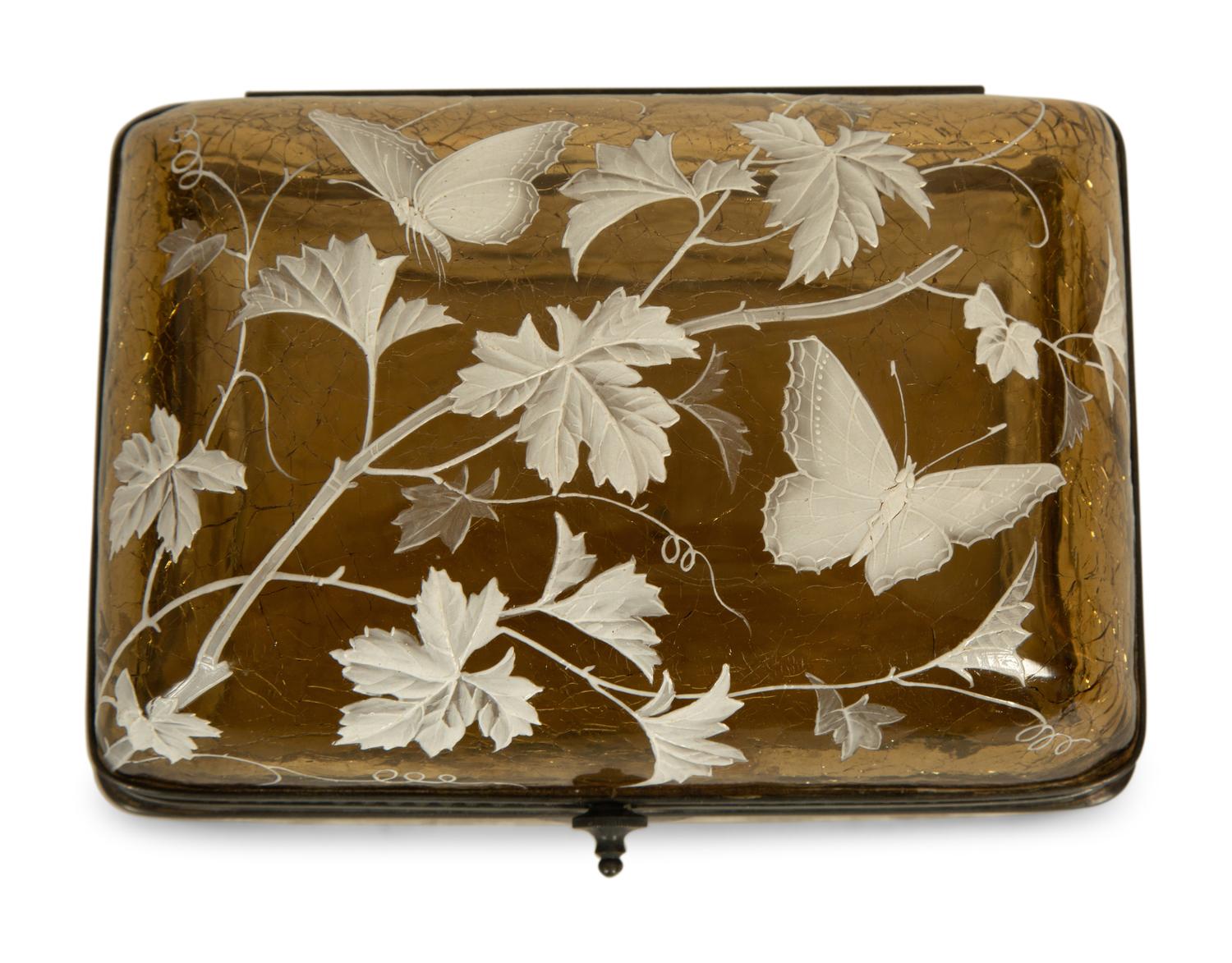 A Bohemian Moser Style Amber Glass Casket — 19th/20th Century