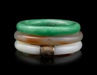 Three Chinese Hardstone Bangles