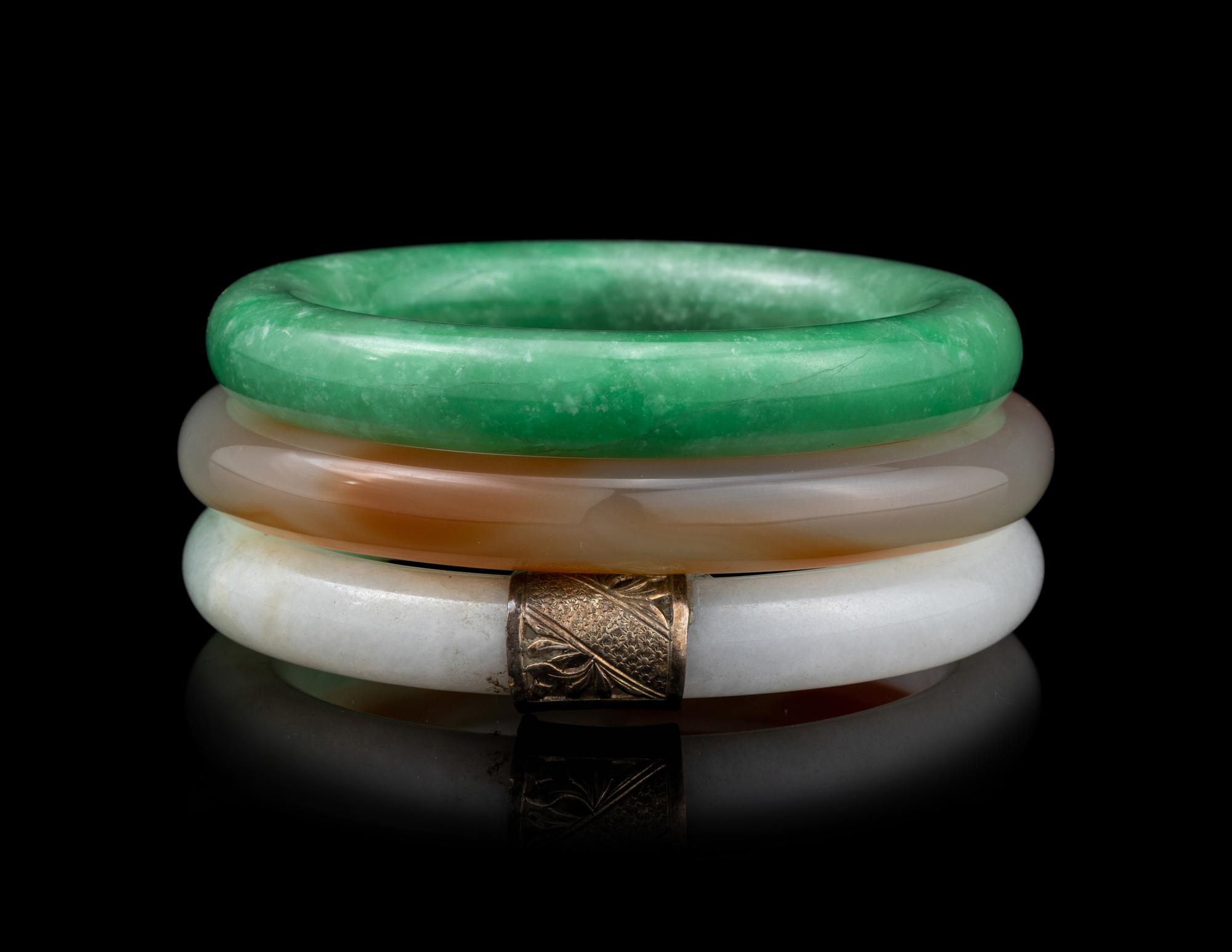 Three Chinese Hardstone Bangles