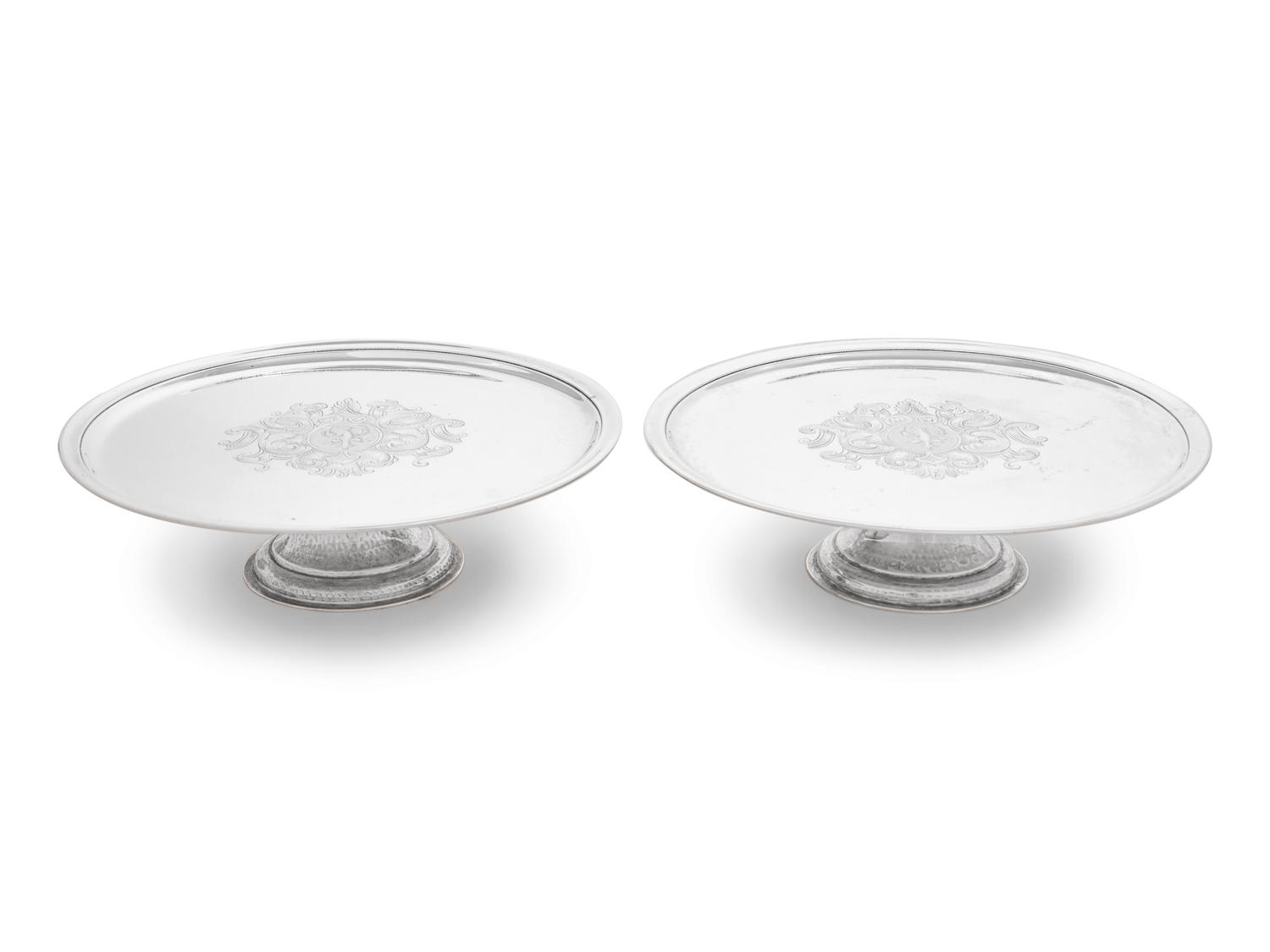 A Pair of American Silver Footed Waiters