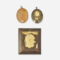 American and French School 19th century Three Portrait Miniatures of Young Men