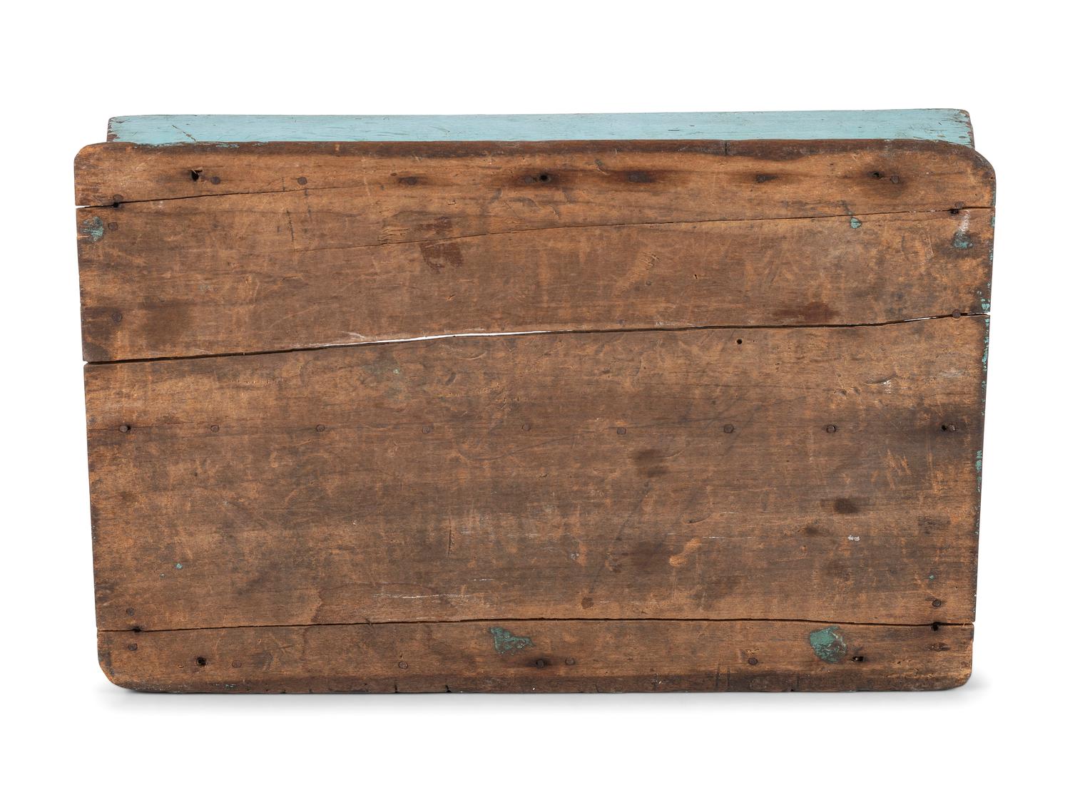 A Blue Painted Pine Cutlery Tray