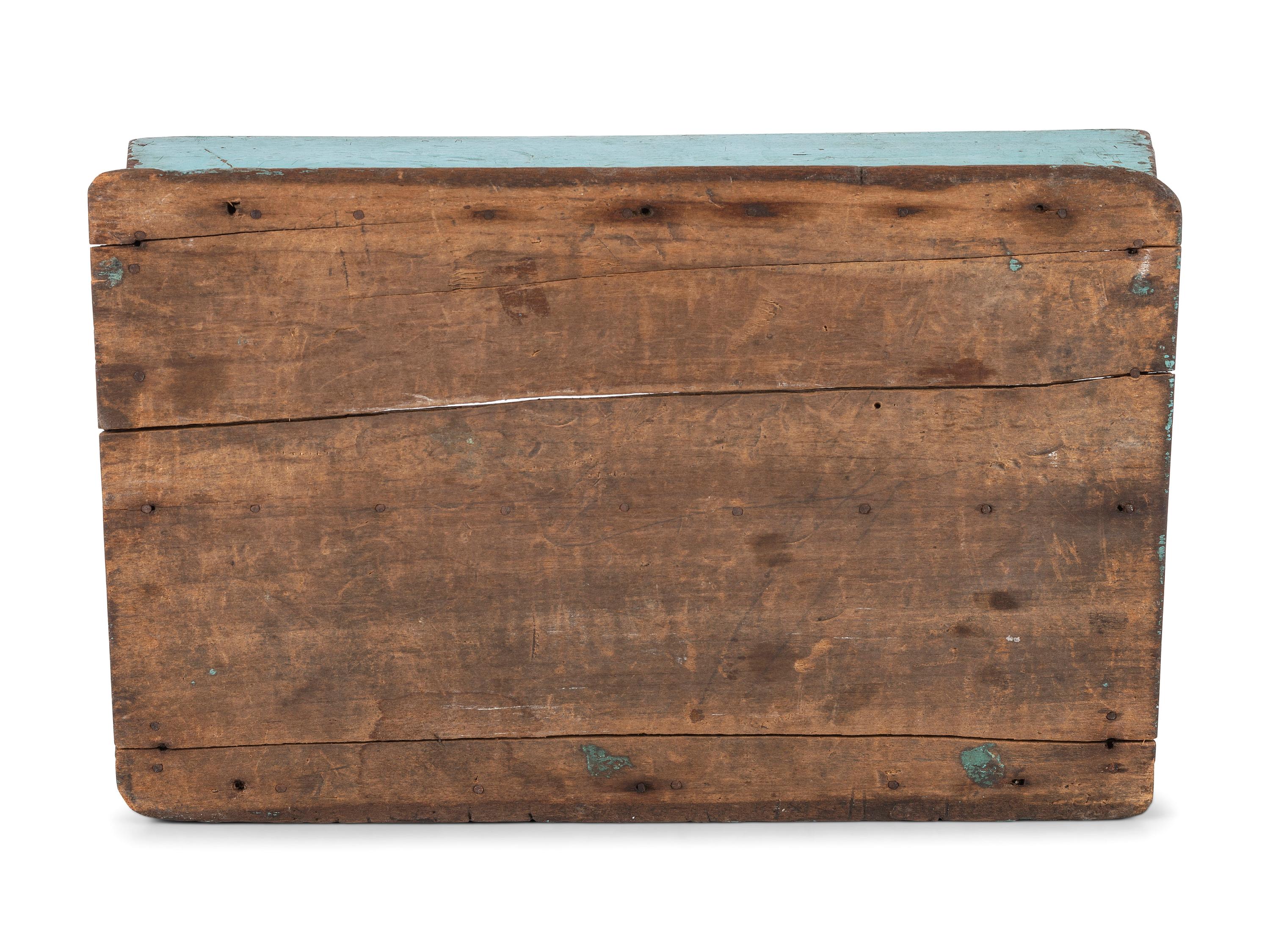 A Blue Painted Pine Cutlery Tray