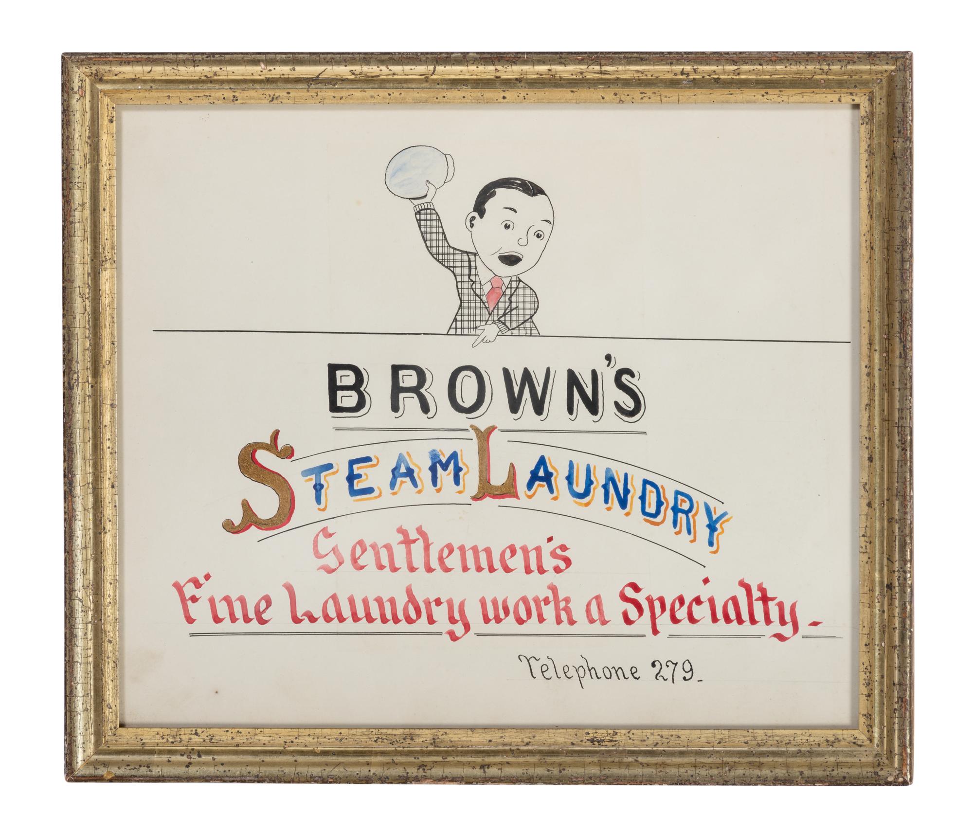 Five Framed Specialty Shop Advertising Hand Colored Prints and Watercolors