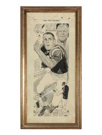 A 1961 Murray Olderman Cartoon of Jay and Bud Wilkinson from The Collection of Hall of Fame Oklahoma Football Coach Bud Wilkinson