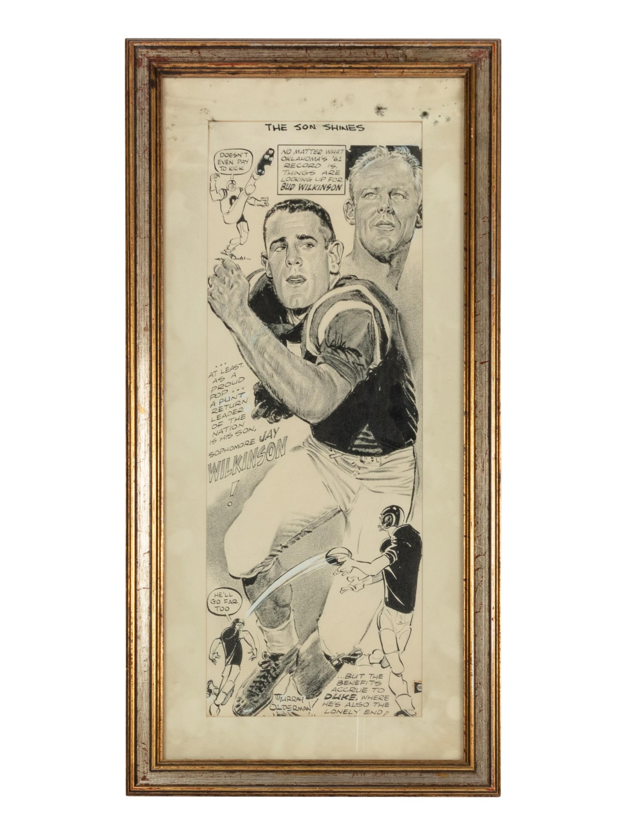 A 1961 Murray Olderman Cartoon of Jay and Bud Wilkinson from The Collection of Hall of Fame Oklahoma Football Coach Bud Wilkinson