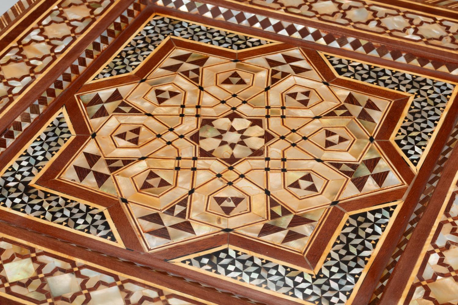 A Pair of Moorish Style Marquetry Side Tables
