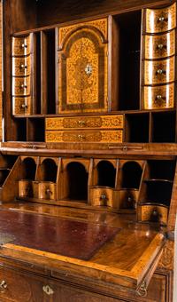 A William and Mary Walnut and Marquetry Bureau Cabinet