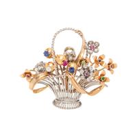 MULTIGEM AND DIAMOND FLOWER BROOCH