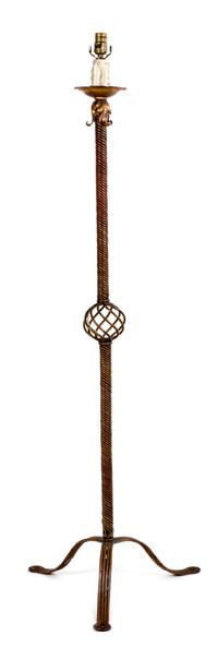 A Baroque Style Gilt Metal Standing Lamp Height 52 inches.