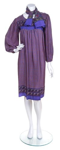 A Stanley Korshak Purple Silk Print Dress,