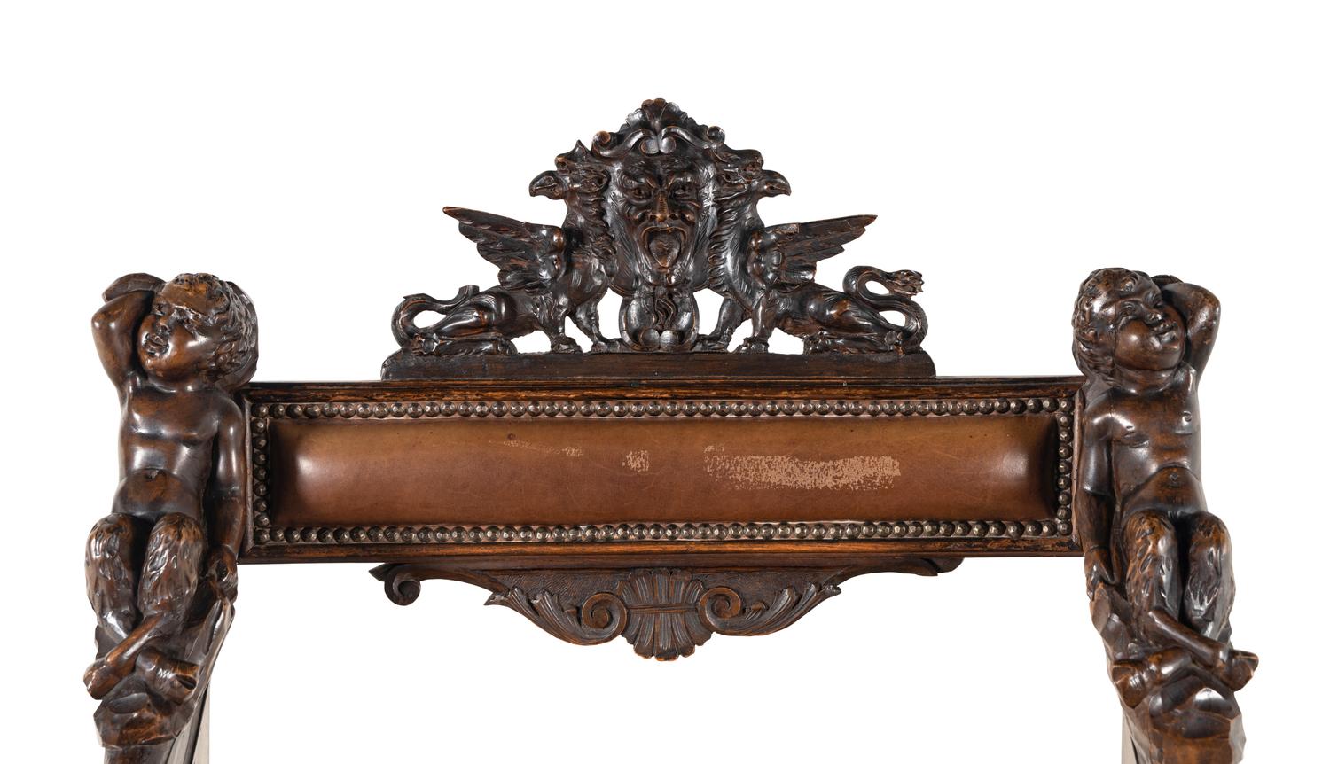 A Venetian Carved Walnut Armchair