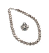 Brushed Silver Bead Necklace, PLUS