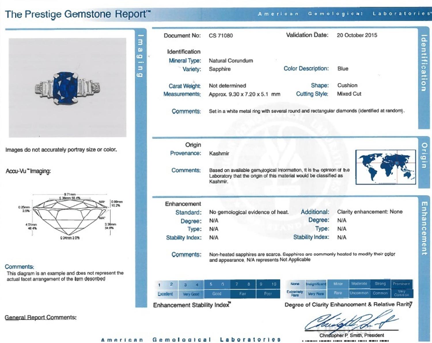A 3.65 Carat Cushion Cut Kashmir Sapphire,