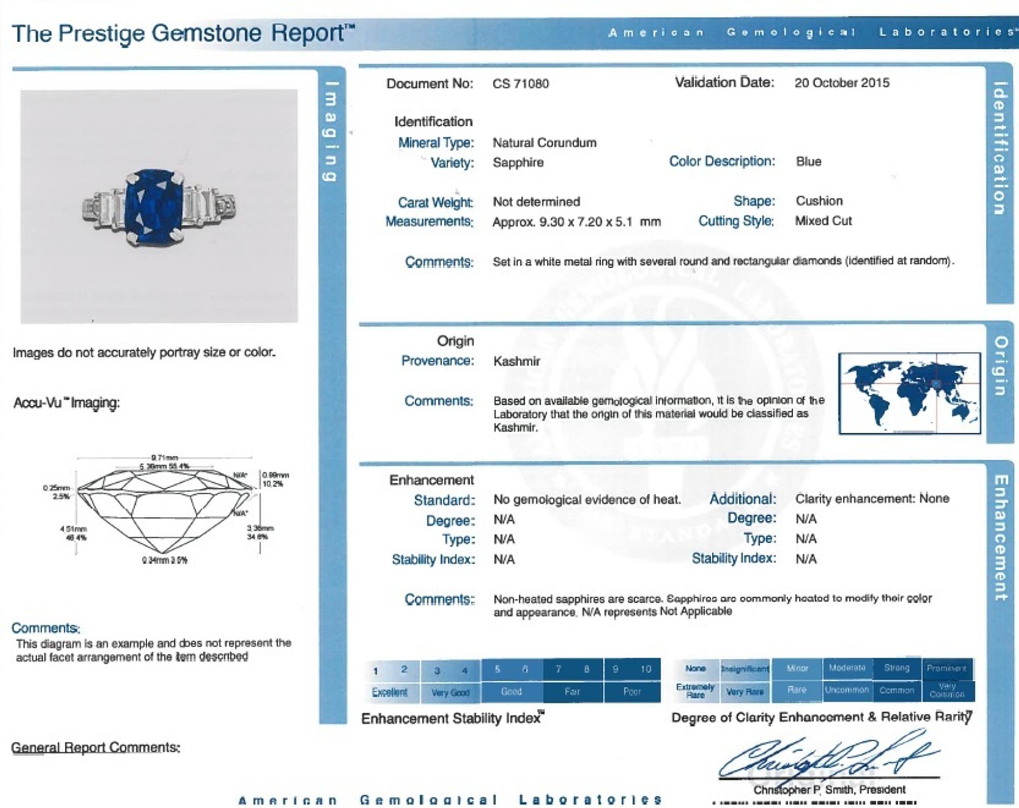 A 3.65 Carat Cushion Cut Kashmir Sapphire,