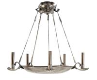 A Contemporary Pewter Five-Light Chandelier