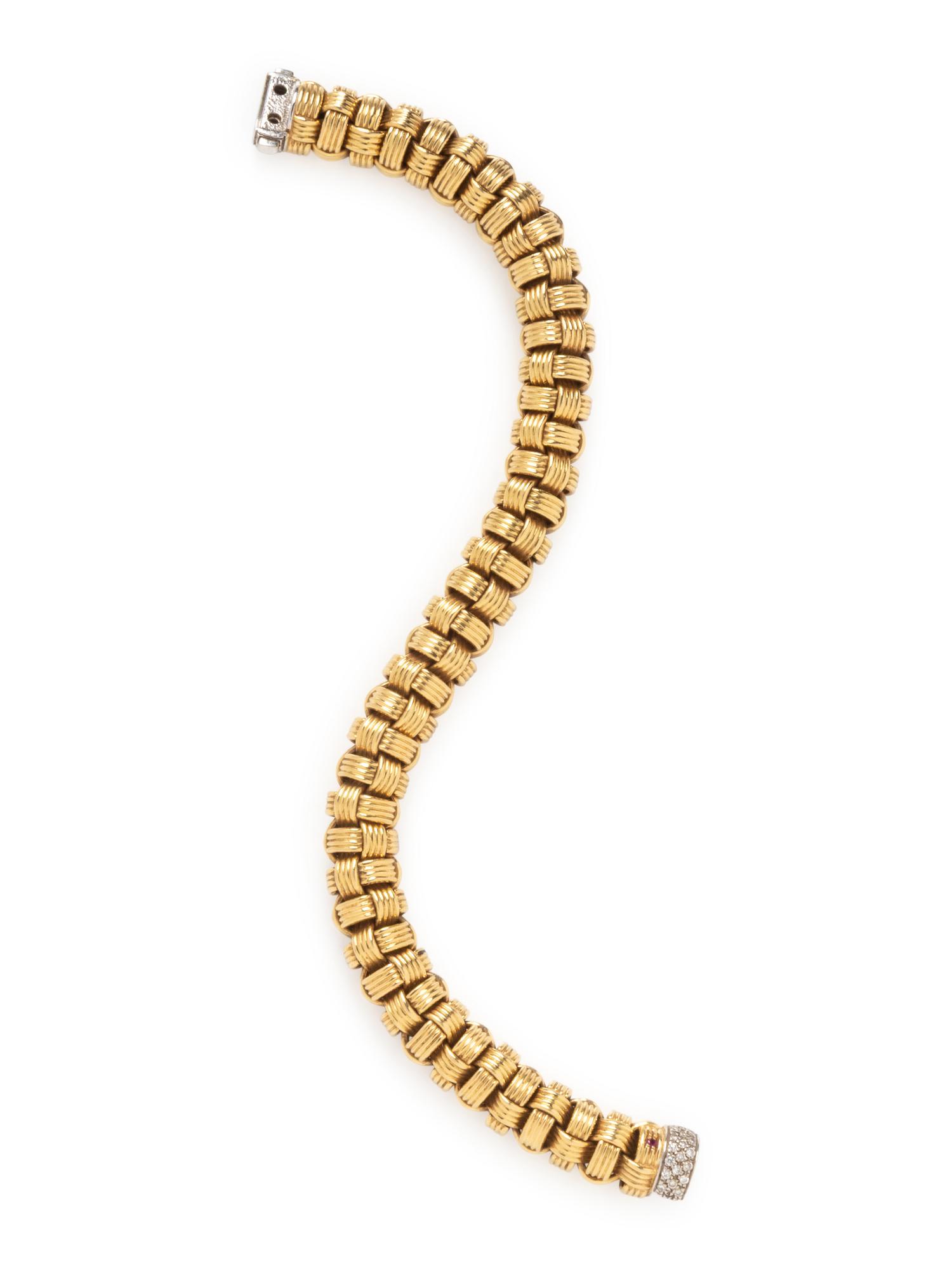 ROBERTO COIN, YELLOW GOLD AND DIAMOND BRACELET