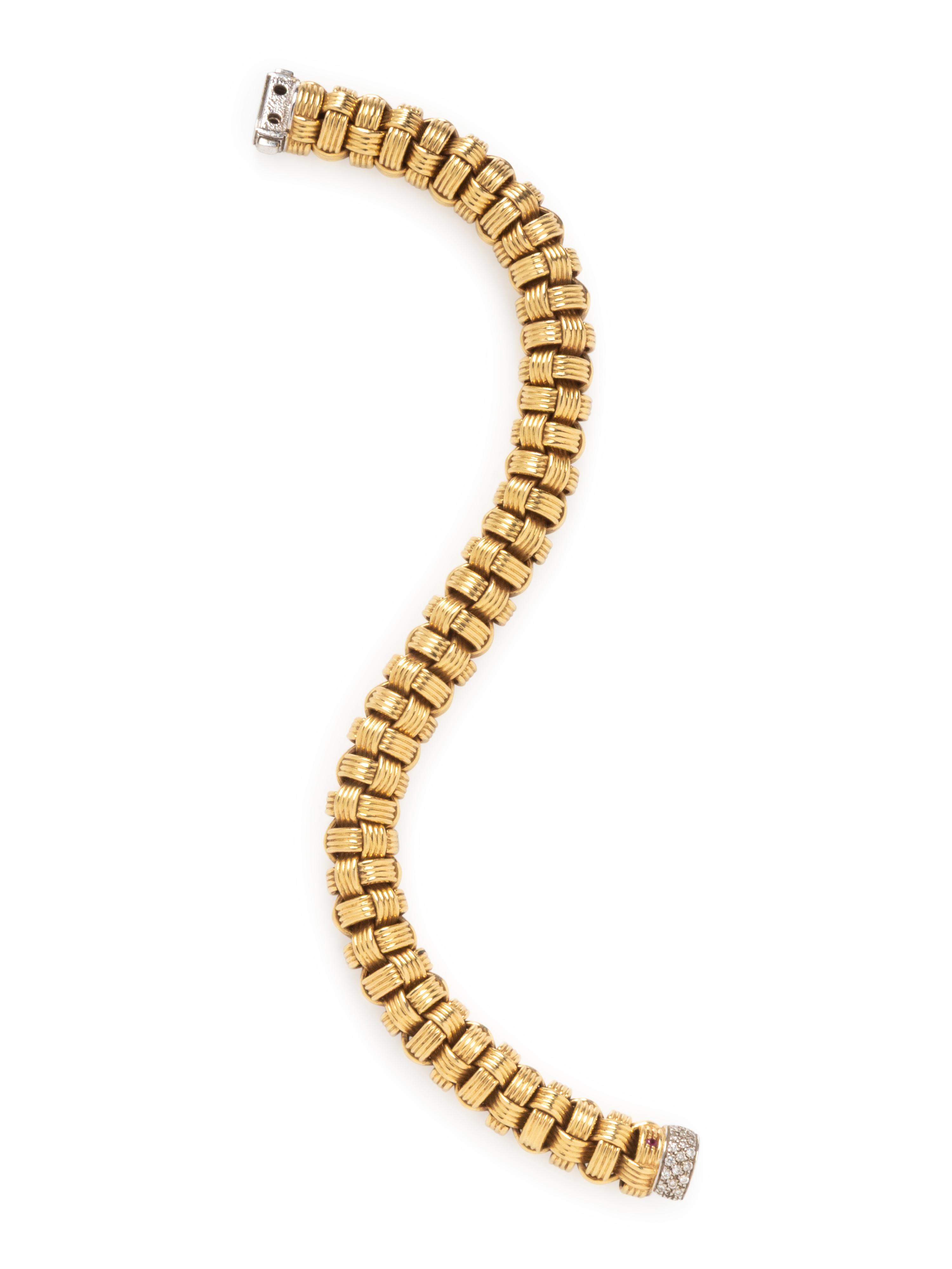ROBERTO COIN, YELLOW GOLD AND DIAMOND BRACELET