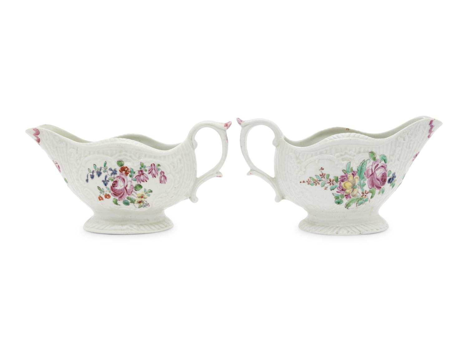 A Pair of Liverpool Porcelain Sauceboats