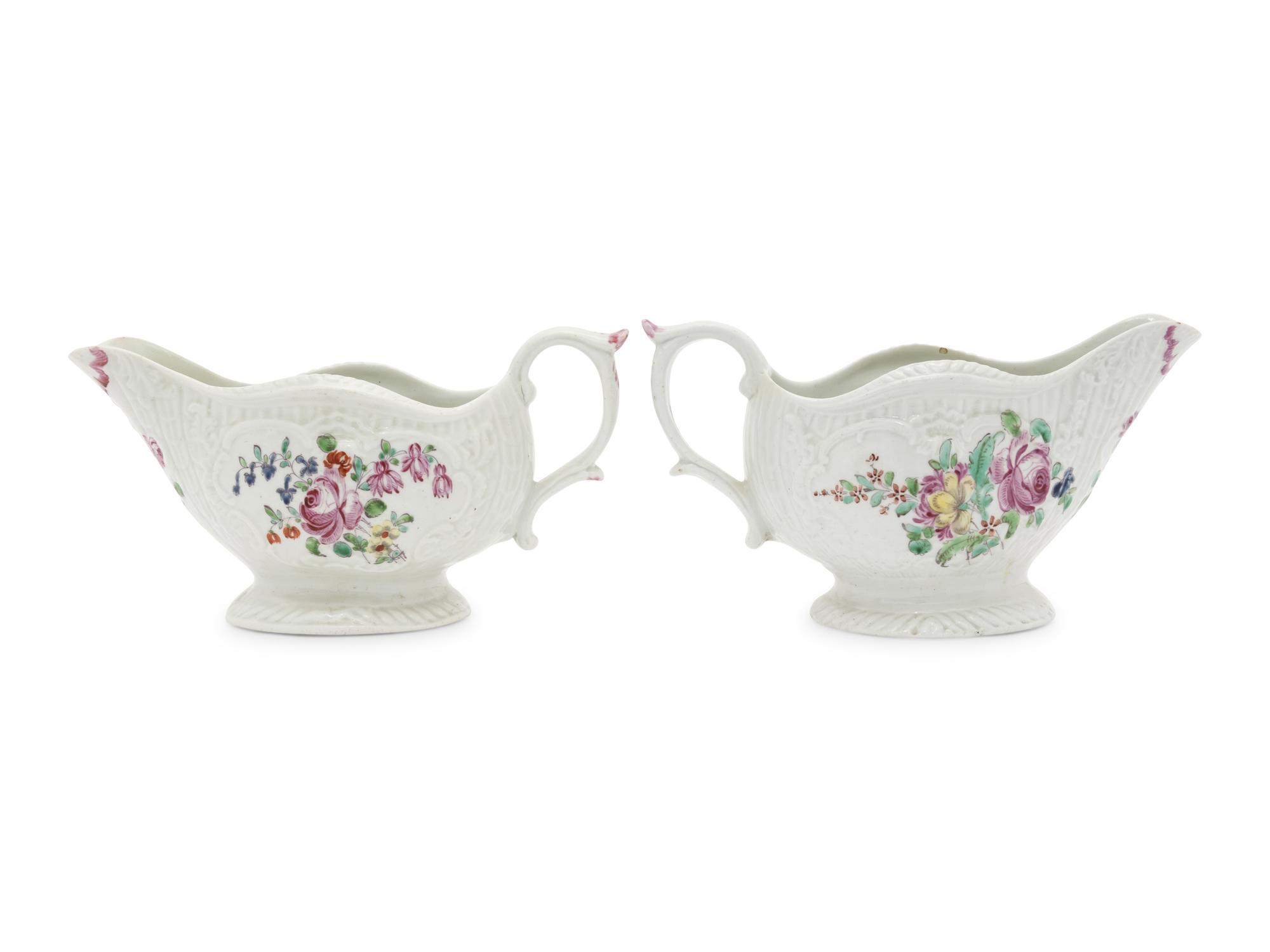 A Pair of Liverpool Porcelain Sauceboats
