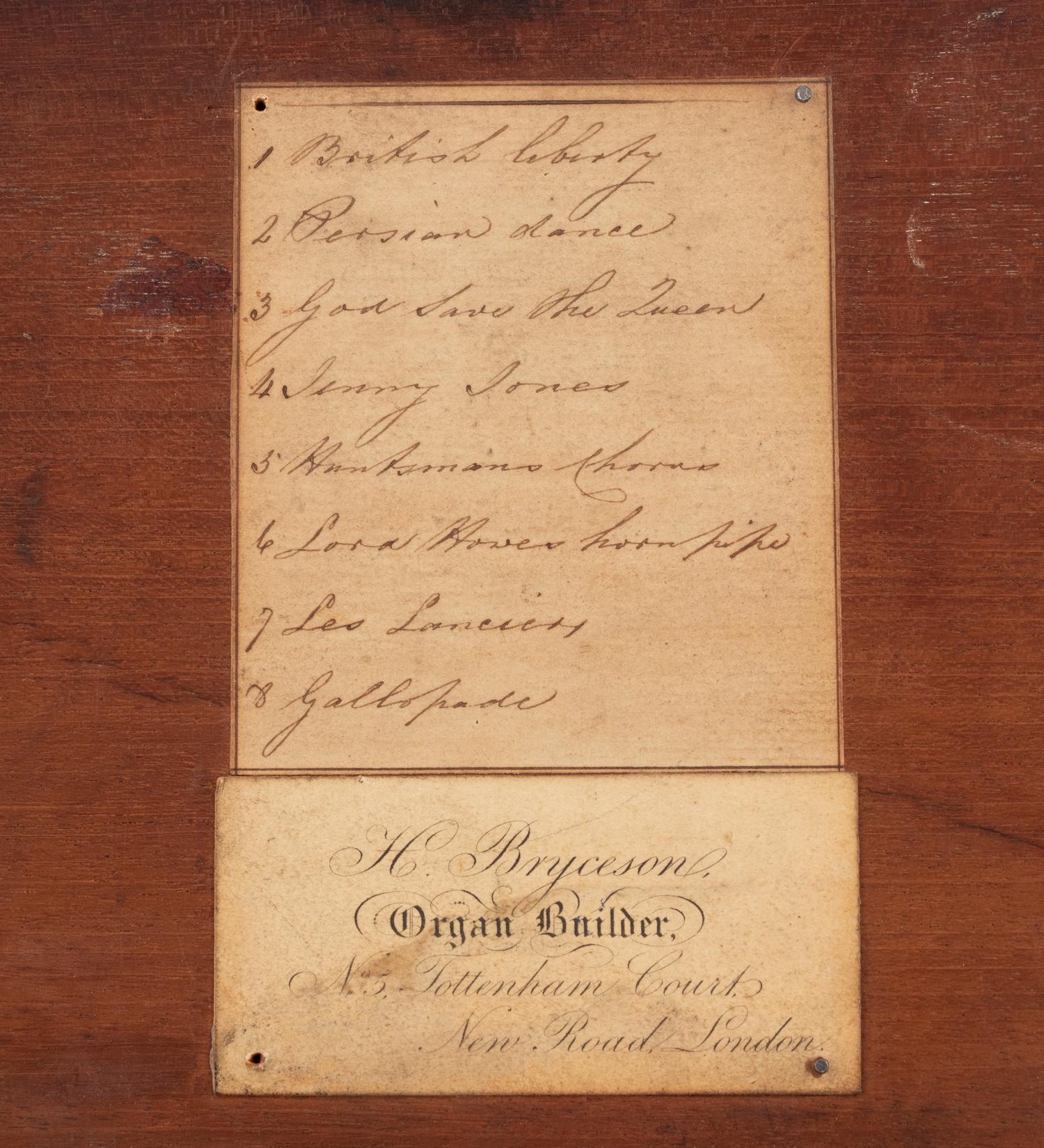 A Serinette Organ by Henry Bryceson