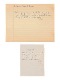 [ENGLISH & CONTINENTAL MANUSCRIPTS]. RECAMIER, Juliette (1777-1849). Autograph letter signed (with initials, "J.R.") to Elzear Louis Zozime, Duke of Sabran, undated.