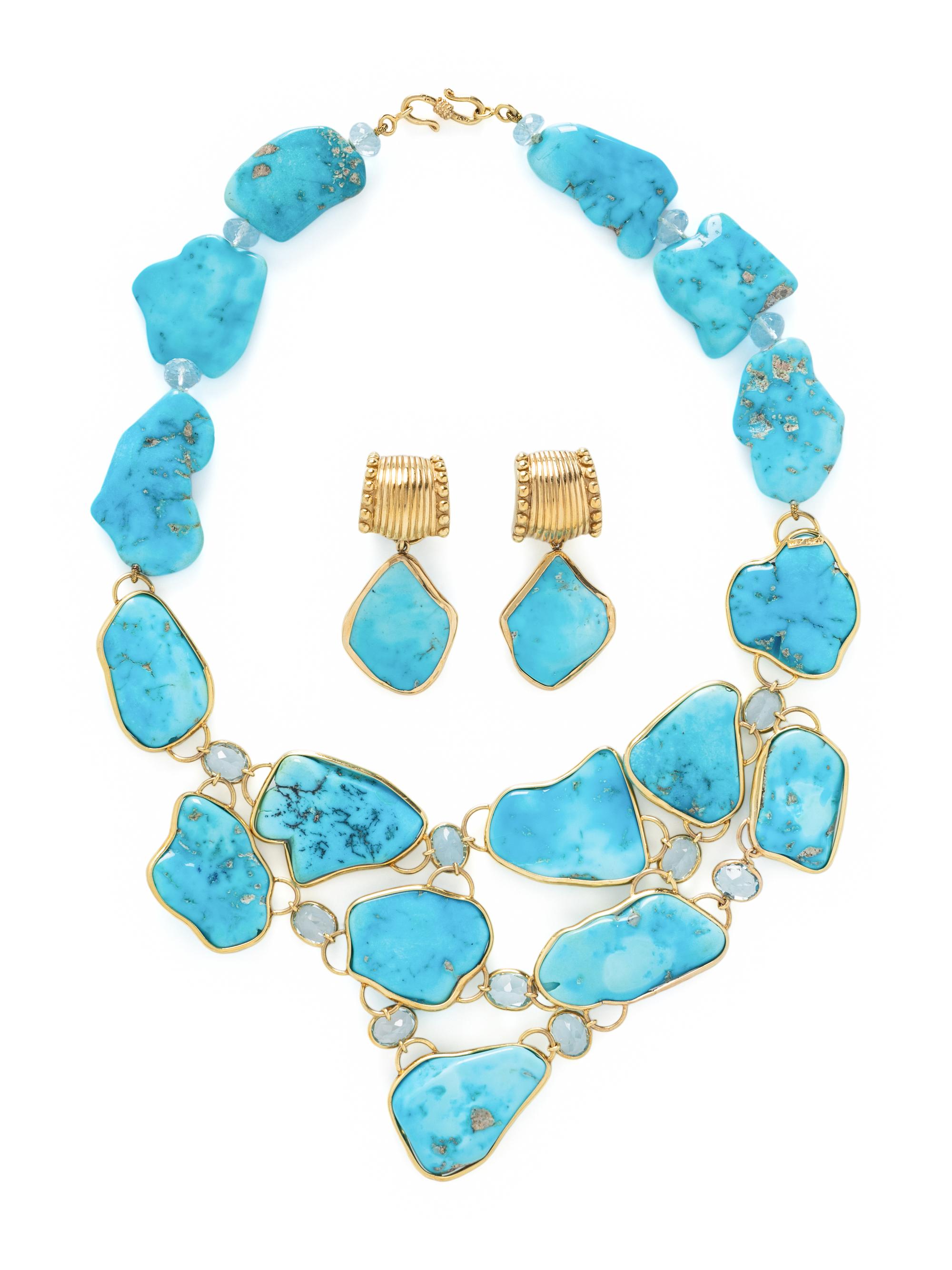 MAZ, COLLECTION OF YELLOW GOLD AND TURQUOISE JEWELRY