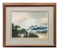 Three Paintings: Misty Mountain , 1980; Harbor Scene , 1980; Rocky Shoreline , 1978