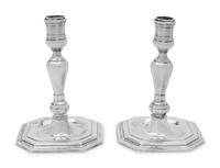 A Pair of Spanish Silver Candlesticks