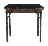 A Faux Bamboo Japanned Flip-Top Games Table
