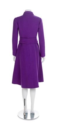 La Mendola Rome Purple Wool Coat and Belt, 1980-90s