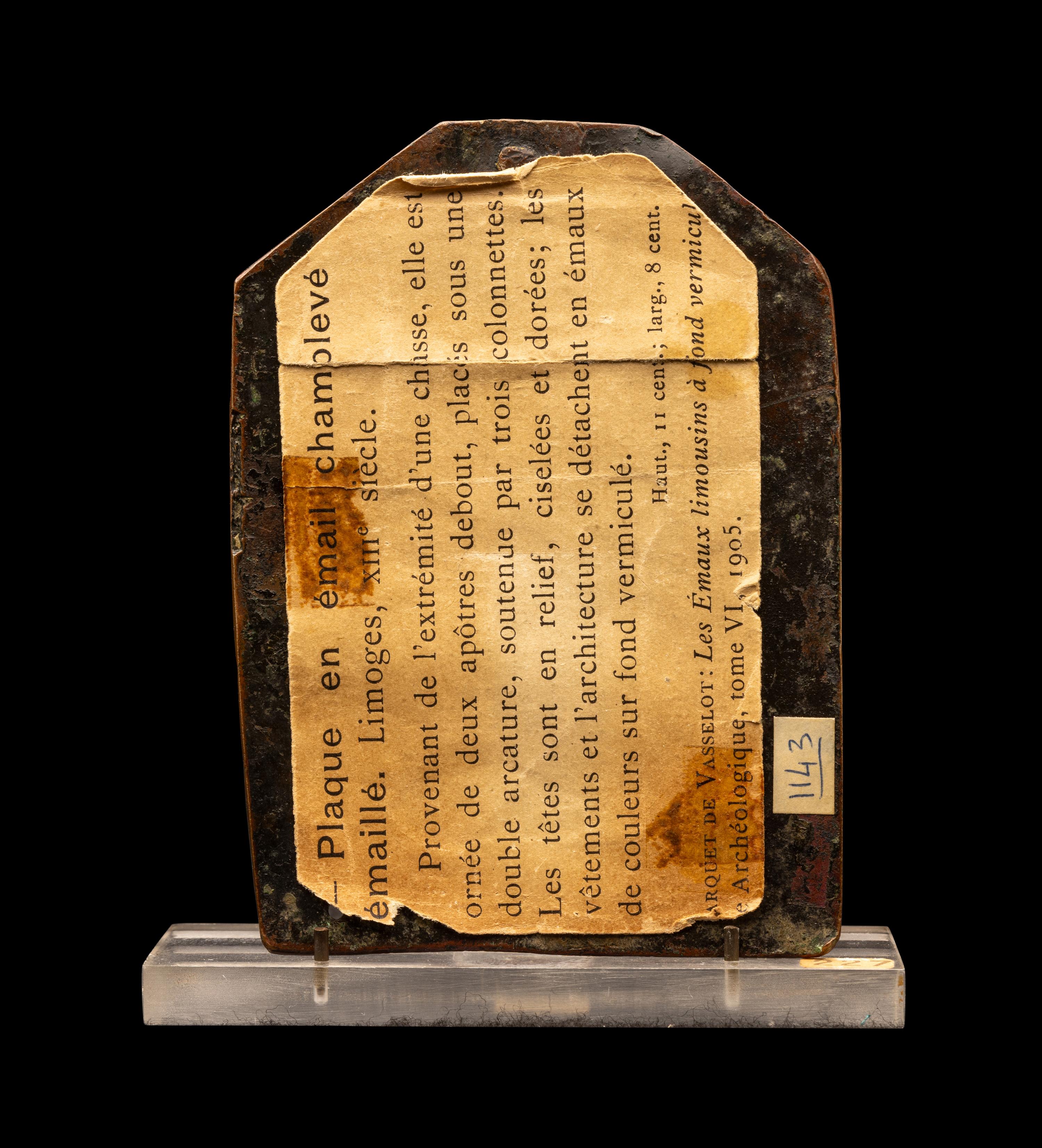 A Limoges Champlevé and Gilt-Copper Fragment of a Rectangular Plaque