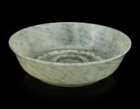 A Greyish Celadon Jade 'Lotus' Bowl