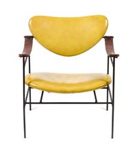 Wrought Iron and Upholstered Safari Lounge Chair Height 29 1/4 x width 26 1/4 x depth 24 inches.