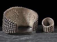 Matching Sterling Silver Corn Cob Cuff Bracelet and Ring, 2003