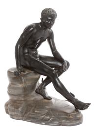 A Continental Bronze and Marble Figure Height overall 20 inches.