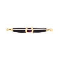 YELLOW GOLD, AMETHYST AND ENAMEL BROOCH